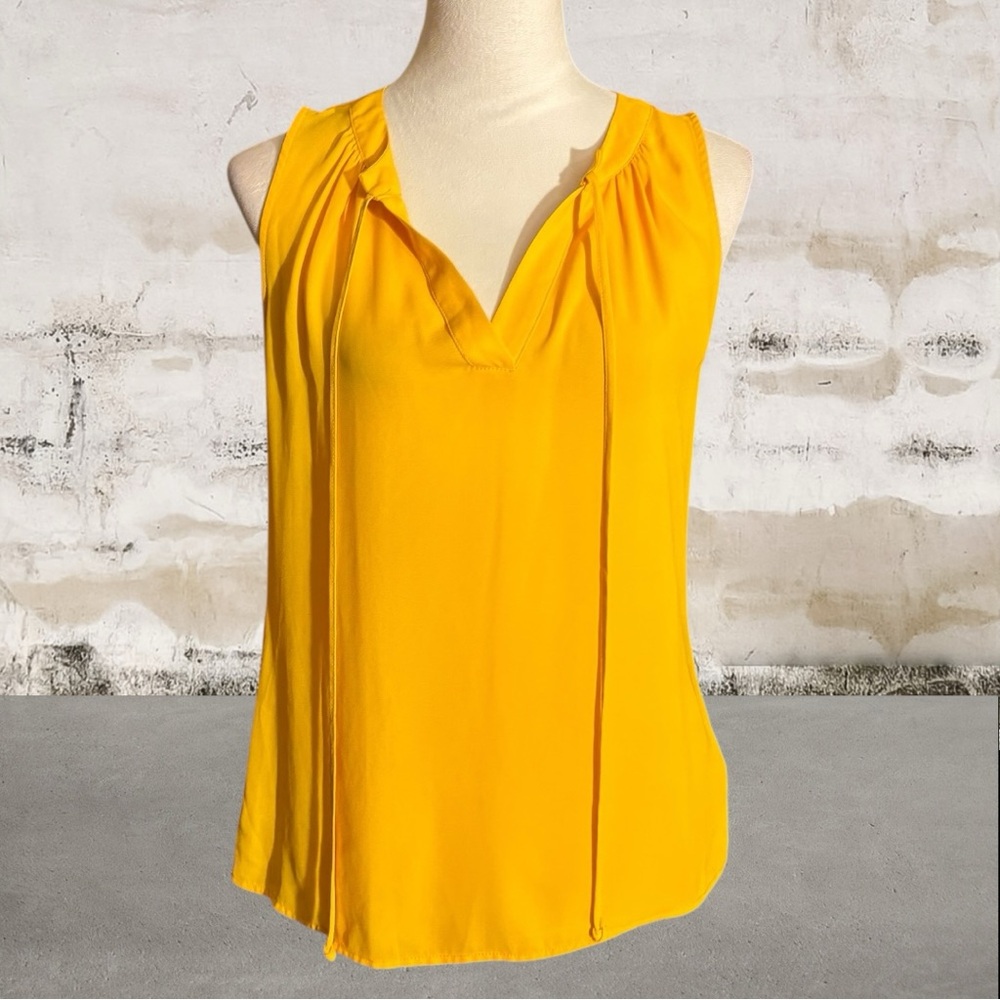 7th Avenue by NY & Company Women's Yellow V-Neck Blouse Size Small - Picture 2 of 6